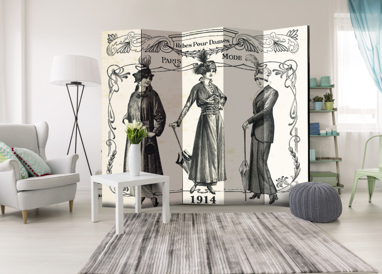 Folding Screen Dress 1914 II - women's silhouettes and French captions in retro motif 95577 additionalImage 4
