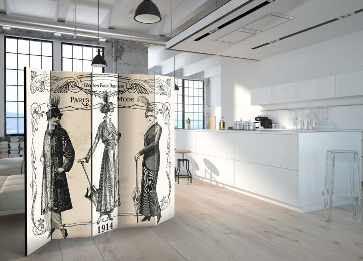 Folding Screen Dress 1914 II - women's silhouettes and French captions in retro motif 95577 additionalImage 2