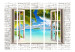 Folding Screen Island of Dreams II - stone texture window with a view of the sea and palm trees 95977 additionalThumb 3