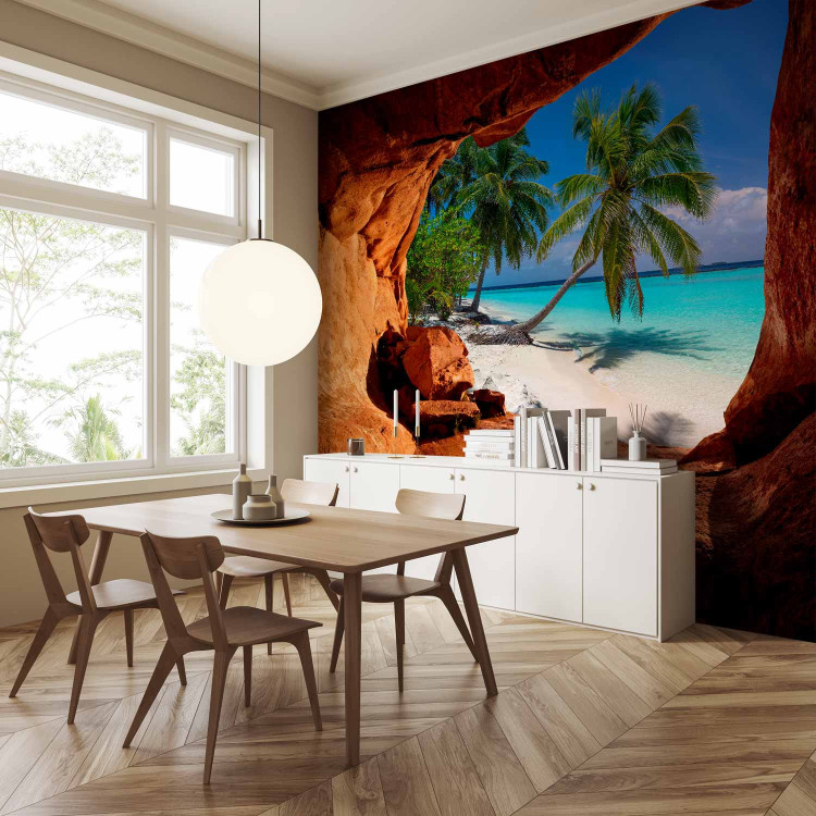 Photo Wallpaper Cave - landscape with tropical island and palm trees against a blue sky 96977 additionalImage 7