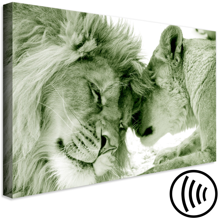 Canvas Art Print Whisper of Love - Romantic Animal Pair in Green Contrast 97577 additionalImage 6