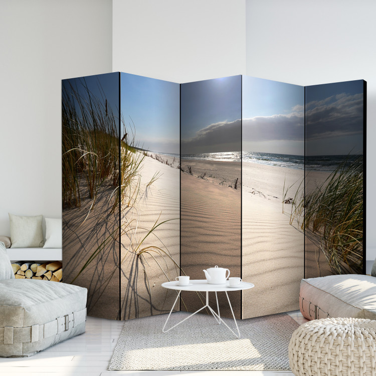 Room Divider Screen Beach in Mrzeżyno II - summer seascape and dunes against the sky and clouds 107587 additionalImage 2