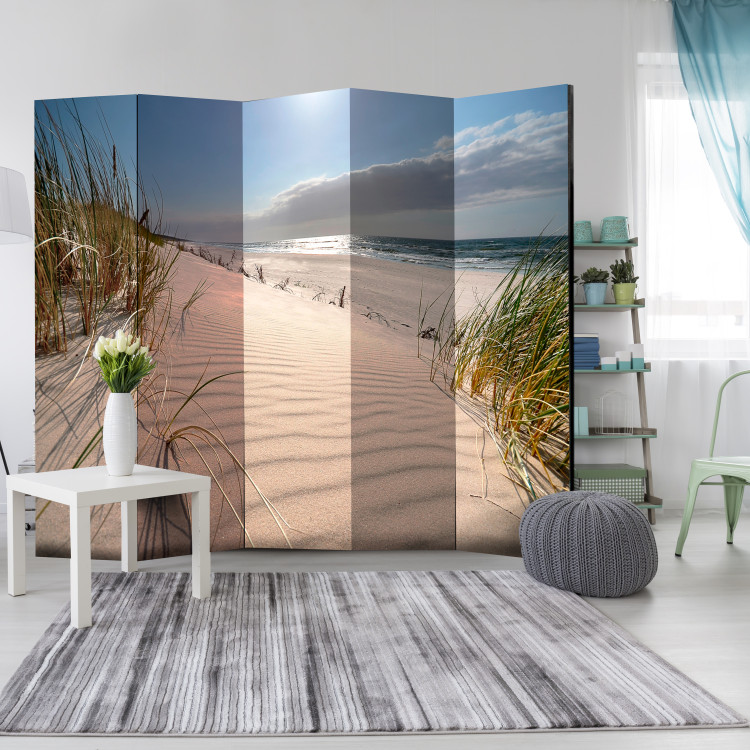 Room Divider Screen Beach in Mrzeżyno II - summer seascape and dunes against the sky and clouds 107587 additionalImage 4