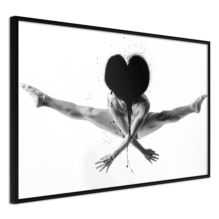 Poster Leap - black and white composition with a man with a heart instead of a face 115187 additionalImage 10