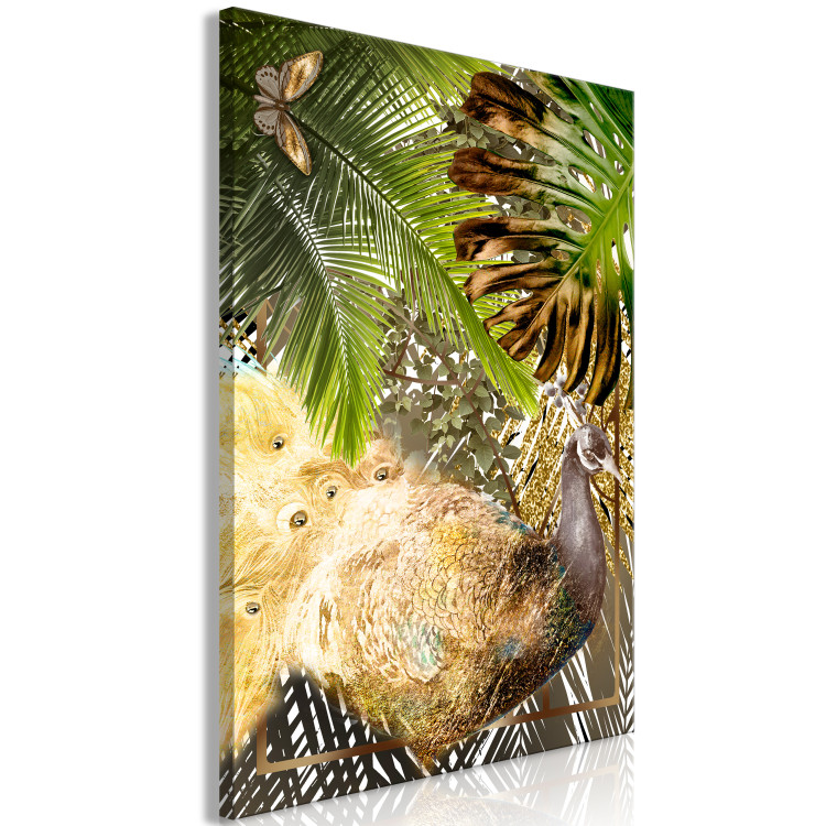 Canvas Art Print Tropical Bird (1-part) - Peacock in Picturesque Jungle Landscape 116387 additionalImage 2