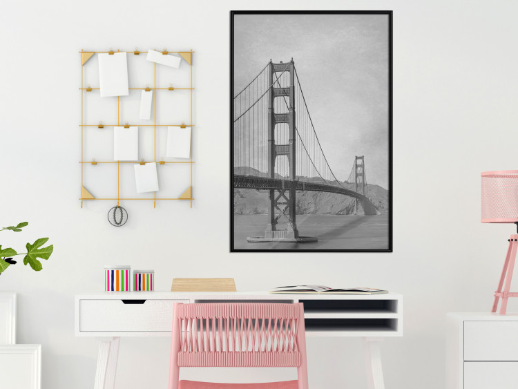 Poster Long Bridge - black and white architectural landscape with sea and sky in the background 116487 additionalImage 5