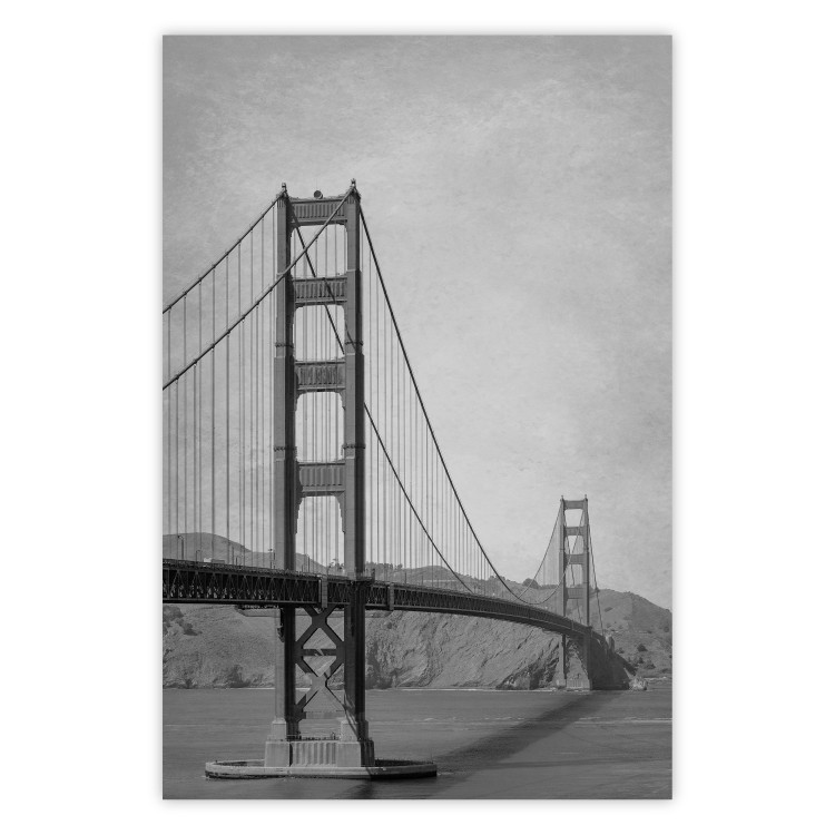 Poster Long Bridge - black and white architectural landscape with sea and sky in the background 116487