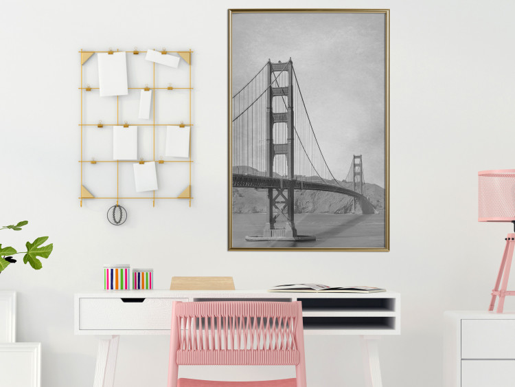 Poster Long Bridge - black and white architectural landscape with sea and sky in the background 116487 additionalImage 5