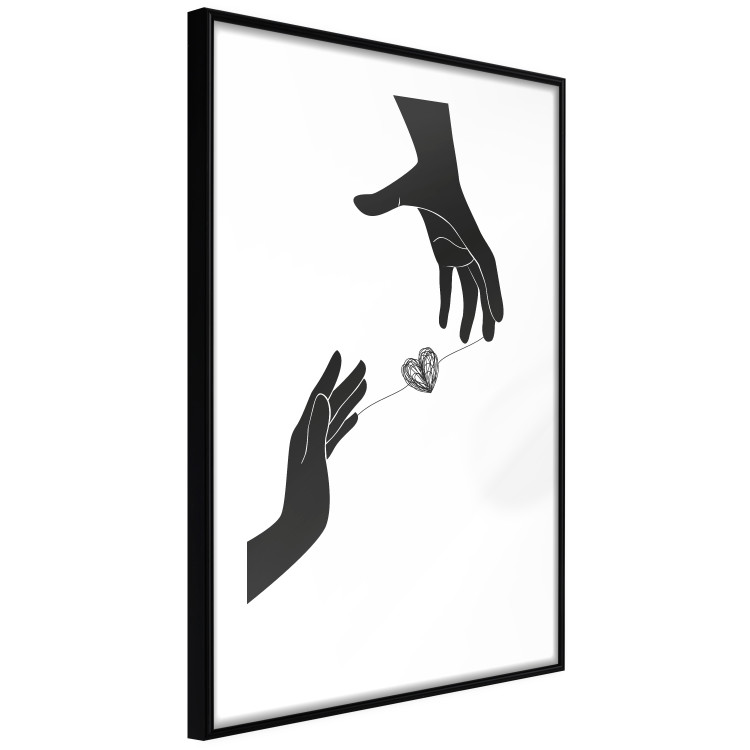 Wall Poster Inseparable Love - black and white simple composition with hands and heart 116787 additionalImage 13
