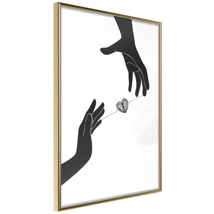 Wall Poster Inseparable Love - black and white simple composition with hands and heart 116787 additionalImage 12