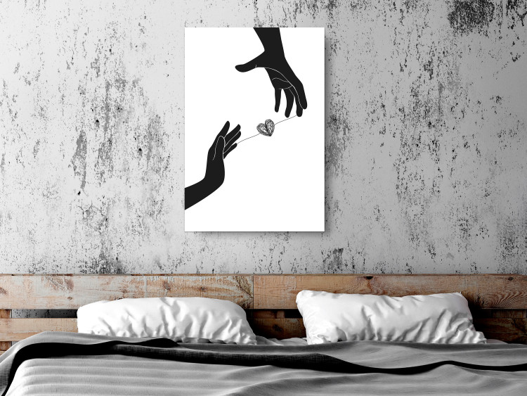 Wall Poster Inseparable Love - black and white simple composition with hands and heart 116787 additionalImage 23