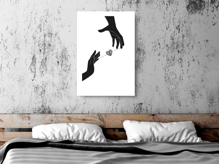Wall Poster Inseparable Love - black and white simple composition with hands and heart 116787 additionalImage 4