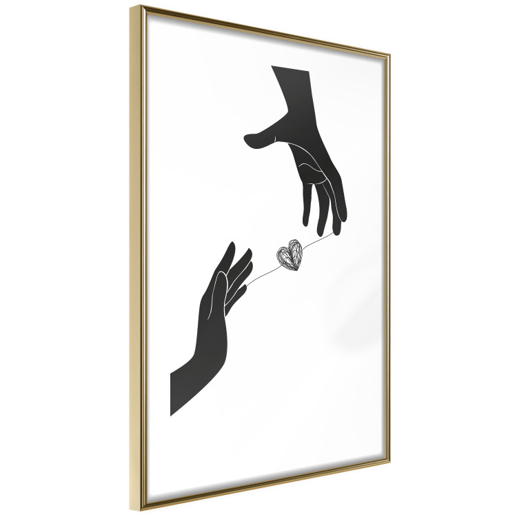 Wall Poster Inseparable Love - black and white simple composition with hands and heart 116787 additionalImage 6