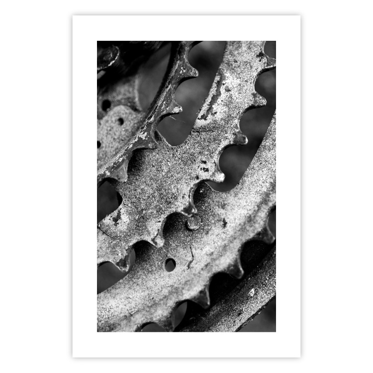Wall Poster Gear Wheels - black and white shot with a close-up of metal elements 117787 additionalImage 18