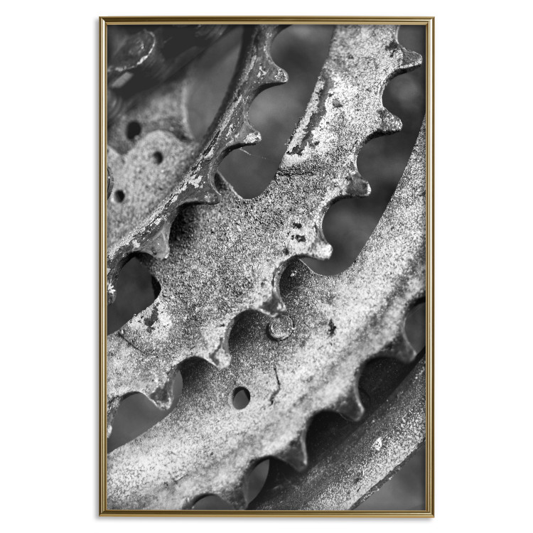 Wall Poster Gear Wheels - black and white shot with a close-up of metal elements 117787 additionalImage 15