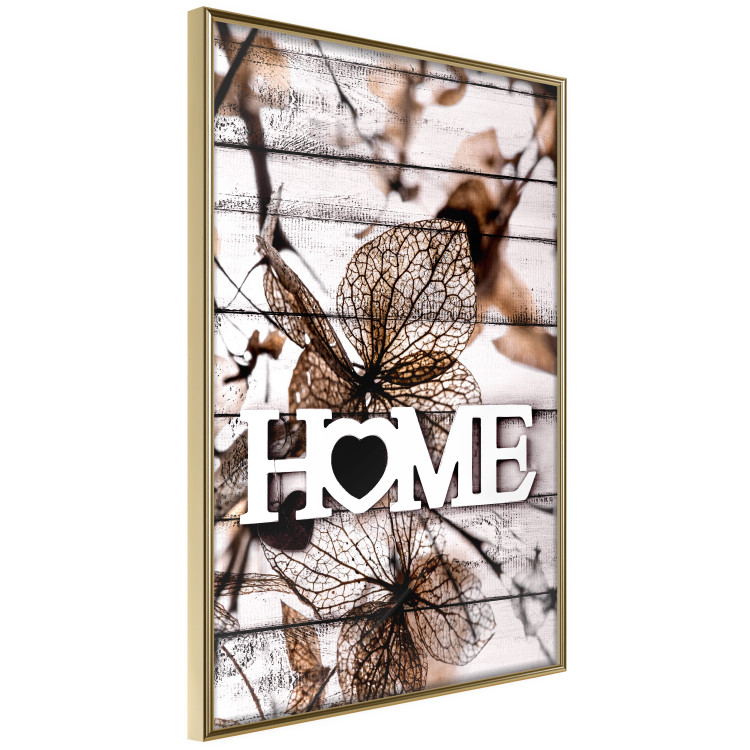 Poster Living Home - autumn composition with a white inscription and flowers in the background 118287 additionalImage 11