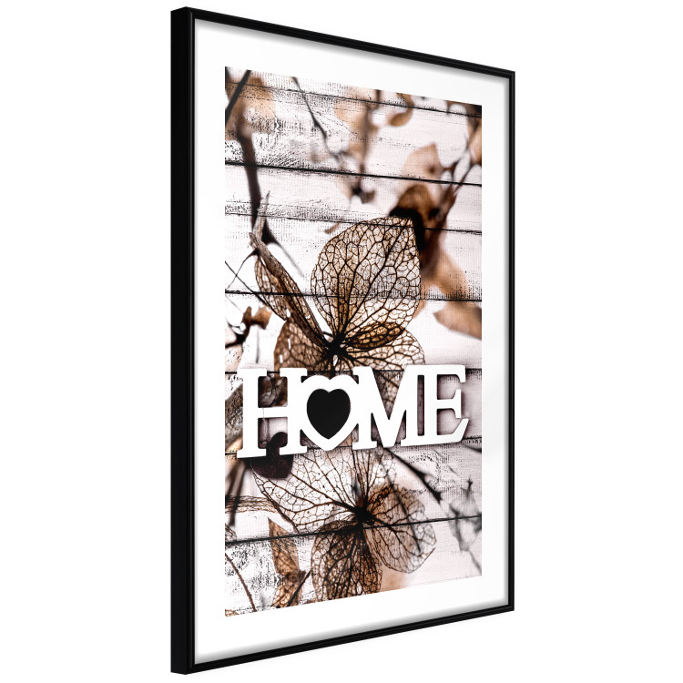 Poster Living Home - autumn composition with a white inscription and flowers in the background 118287 additionalImage 12