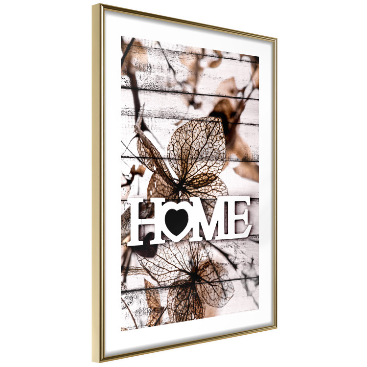 Poster Living Home - autumn composition with a white inscription and flowers in the background 118287 additionalImage 7