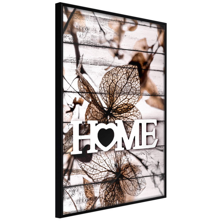 Poster Living Home - autumn composition with a white inscription and flowers in the background 118287 additionalImage 9