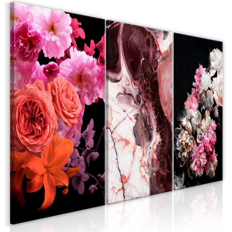 Canvas Colorful elegance - lush flowers and vegetation combined with marble 118387 additionalImage 2