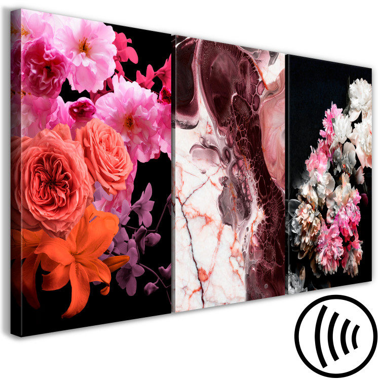 Canvas Colorful elegance - lush flowers and vegetation combined with marble 118387 additionalImage 6
