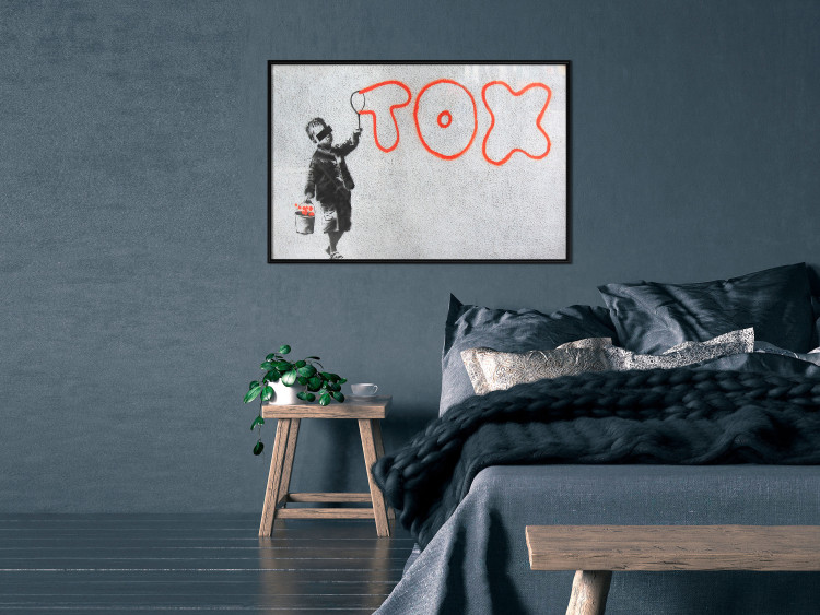 Wall Poster Toxic - industrial graffiti in Banksy style with a boy and a sign 118787 additionalImage 5