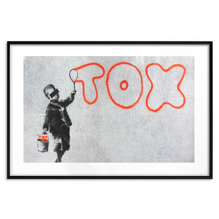 Wall Poster Toxic - industrial graffiti in Banksy style with a boy and a sign 118787 additionalImage 15