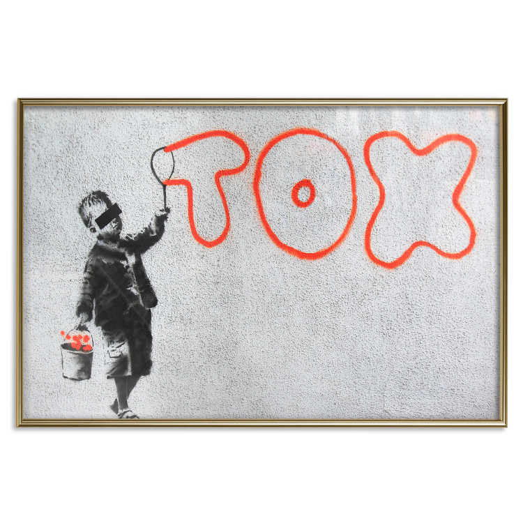 Wall Poster Toxic - industrial graffiti in Banksy style with a boy and a sign 118787 additionalImage 16