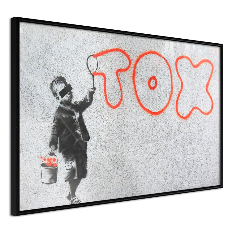 Wall Poster Toxic - industrial graffiti in Banksy style with a boy and a sign 118787 additionalImage 10