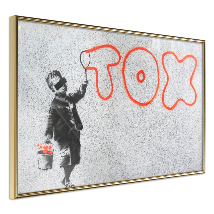 Wall Poster Toxic - industrial graffiti in Banksy style with a boy and a sign 118787 additionalImage 12