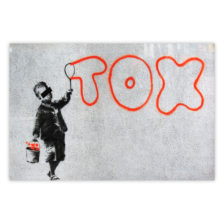 Wall Poster Toxic - industrial graffiti in Banksy style with a boy and a sign 118787