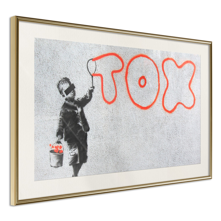 Wall Poster Toxic - industrial graffiti in Banksy style with a boy and a sign 118787 additionalImage 2