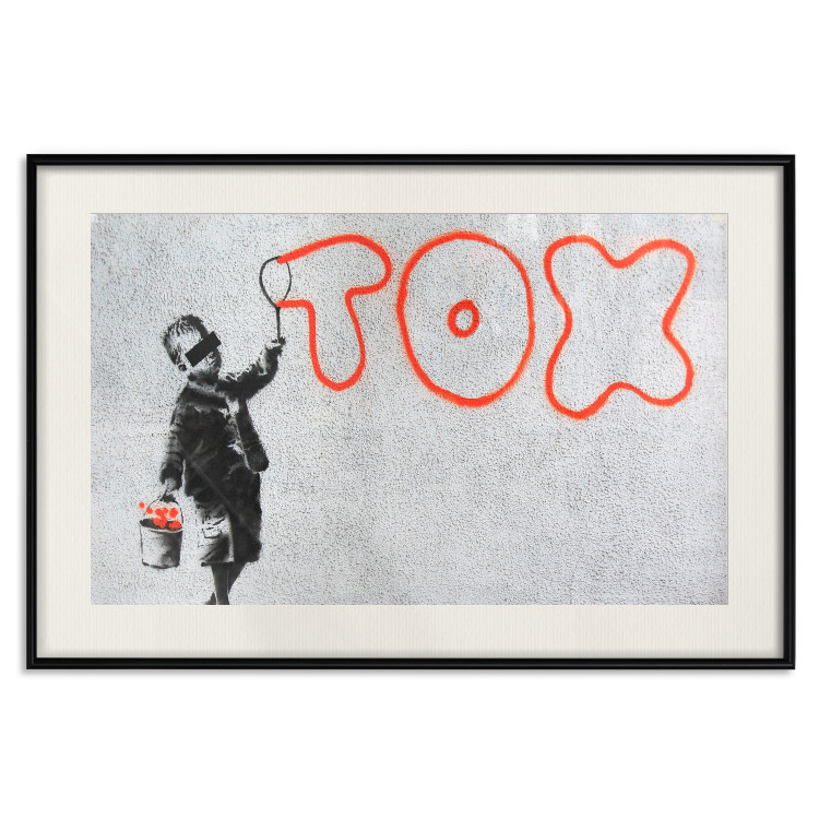 Wall Poster Toxic - industrial graffiti in Banksy style with a boy and a sign 118787 additionalImage 18