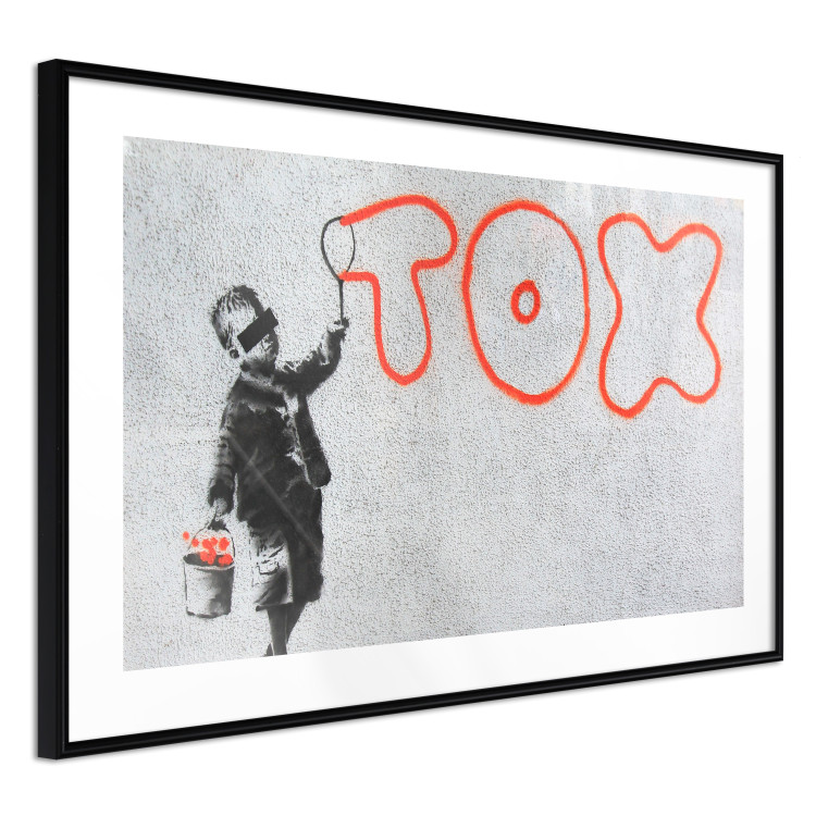 Wall Poster Toxic - industrial graffiti in Banksy style with a boy and a sign 118787 additionalImage 13
