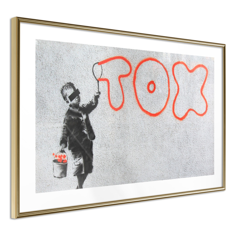 Wall Poster Toxic - industrial graffiti in Banksy style with a boy and a sign 118787 additionalImage 6