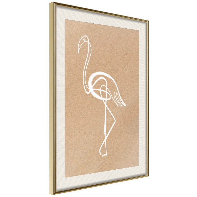 Poster White Flamingo - delicate line art with a bird on a uniform beige background 118987 additionalImage 2