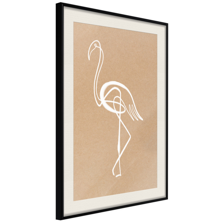 Poster White Flamingo - delicate line art with a bird on a uniform beige background 118987 additionalImage 3