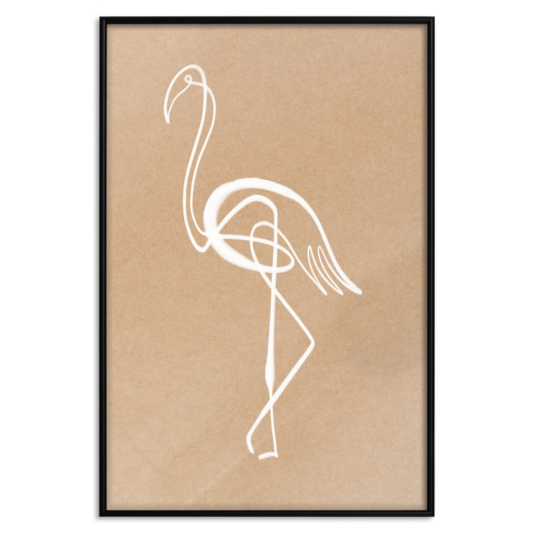 Poster White Flamingo - delicate line art with a bird on a uniform beige background 118987 additionalImage 18