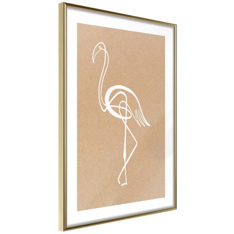 Poster White Flamingo - delicate line art with a bird on a uniform beige background 118987 additionalImage 6