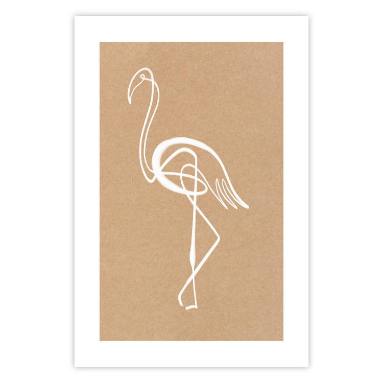 Poster White Flamingo - delicate line art with a bird on a uniform beige background 118987 additionalImage 25
