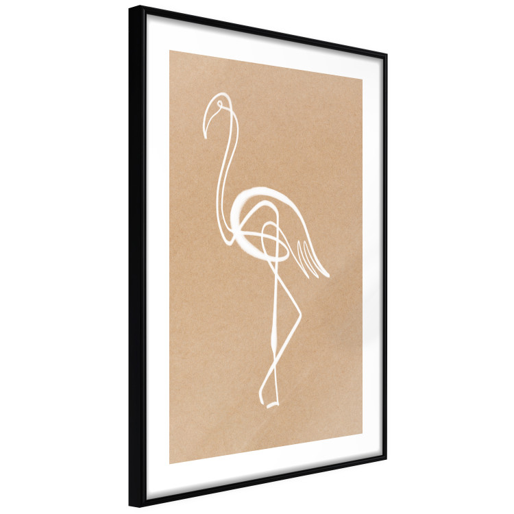 Poster White Flamingo - delicate line art with a bird on a uniform beige background 118987 additionalImage 11