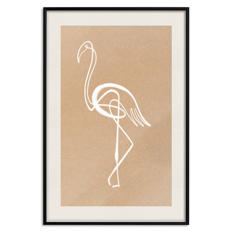 Poster White Flamingo - delicate line art with a bird on a uniform beige background 118987 additionalImage 18