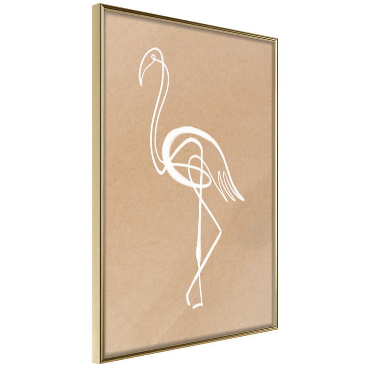 Poster White Flamingo - delicate line art with a bird on a uniform beige background 118987 additionalImage 12