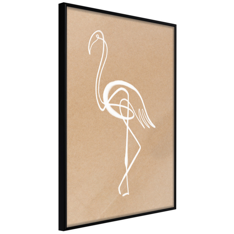 Poster White Flamingo - delicate line art with a bird on a uniform beige background 118987 additionalImage 10