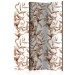 Room Separator Sepia Flora - brown rain of leafy ornaments on a white background 122987