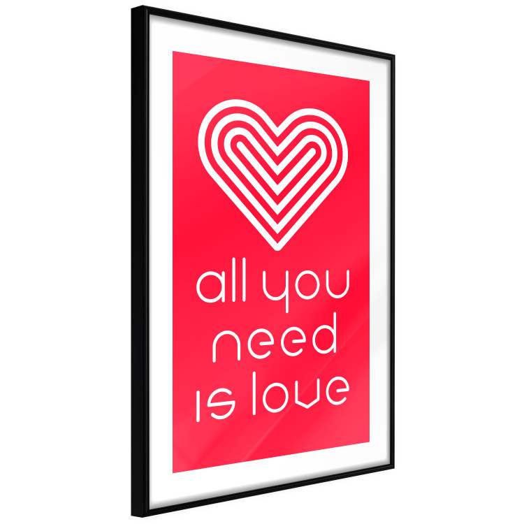 Wall Poster Let's Love - striped heart and English captions on red background 123587 additionalImage 13