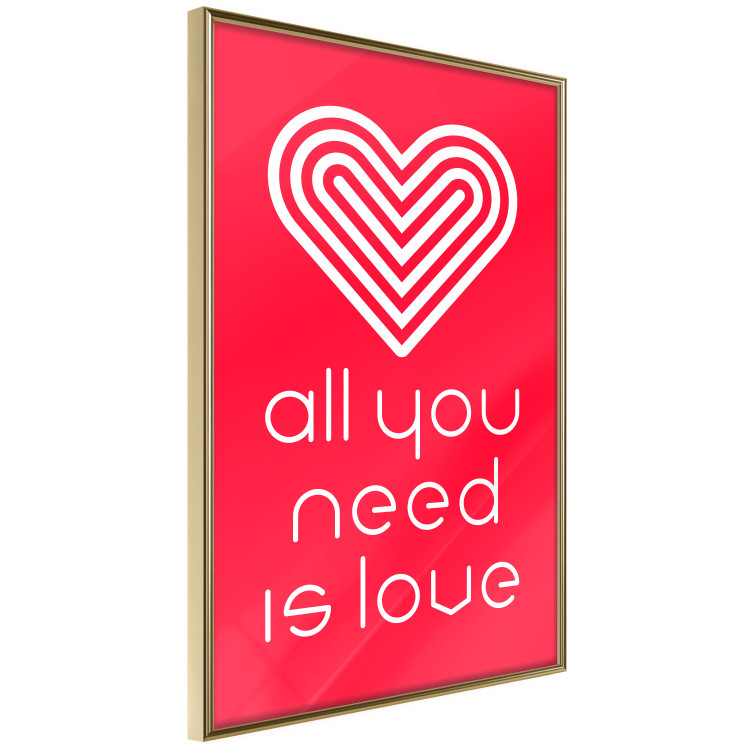 Wall Poster Let's Love - striped heart and English captions on red background 123587 additionalImage 14