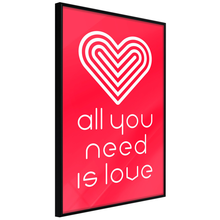 Wall Poster Let's Love - striped heart and English captions on red background 123587 additionalImage 12