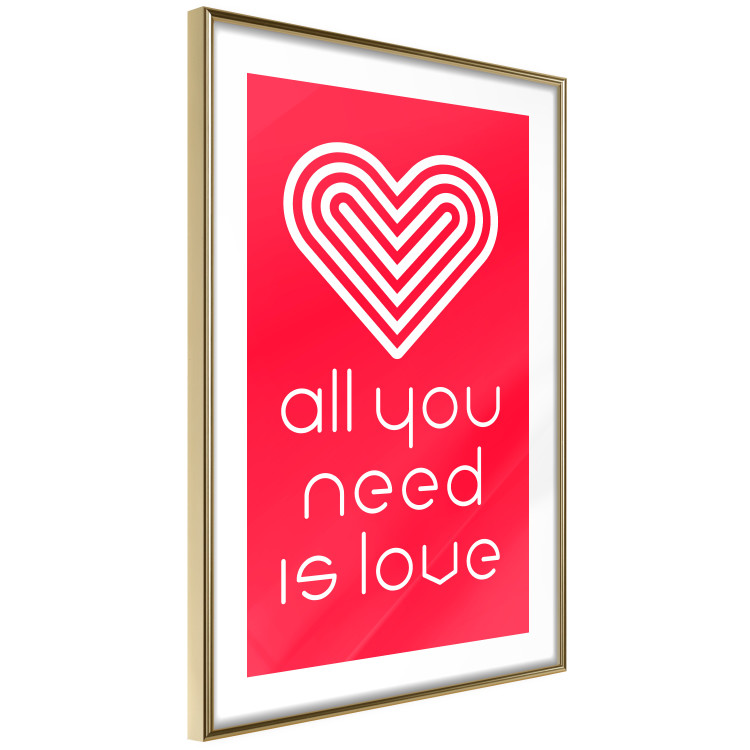 Wall Poster Let's Love - striped heart and English captions on red background 123587 additionalImage 8