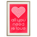 Wall Poster Let's Love - striped heart and English captions on red background 123587 additionalThumb 19